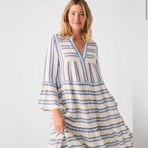 Faherty “Blue Baja” blue stripe dress. size XS 🩵💙🤍